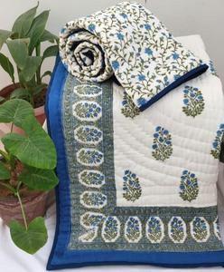 ผ้าห่มผ้าฝ้ายพิมพ์ลายดอกไม้อินเดียสีฟ้าลายดอกไม้สไตล์วินเทจคลาสสิกแบบย้อนยุคชุดเครื่องนอนที่หรูหราเป็นมิตรกับสิ่งแวดล้อม - Product Image 2