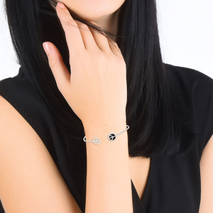 Black Onyx Gemstone Bangle Adjustable Peace Sign Sterling Silver Bangle Jewelry Manufacturer Supplier Classic Collection - Product Image 5