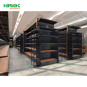 מדף סופרמרקט שחור מטאלי כבד 1000 מ\\\"מ, חד צדדי, עם 6 מדפים לתצוגה ופאנל אחורי חלק - Product Image 4