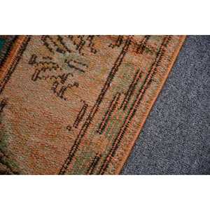 1.7x4.4 ft Vintage Rug, Turkish Small Rug, <b>Brown</b> Patchwork <b>Wool</b> Rug - Product Image 5