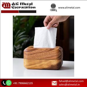 Vajilla espacial de lujo Servilletero de madera Soporte de papel tisú de mesa de lujo de madera de alta calidad para mesa de comedor - Product Image 5