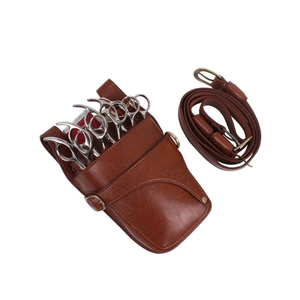 Funda de tijera para el cabello personalizable de alta calidad, cinturón de hombro para la cintura, peluqueros, tijeras de cuero PU, herramienta de peluquería - Product Image 1