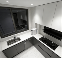 Ensemble complet d'armoires de cuisine en aluminium avec évier, accessoires, charnières, glissières de tiroir pour la maison, la villa, les meubles de cuisine