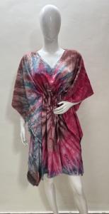 Rayon Boho Caftan Dress Beach Cover-Up Party Kaftan One Size Fits Most All-Season Wear Tie Dye Adjustable Drawstring Woman Wear - Product Image 5