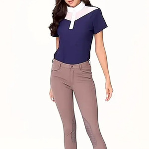 Venta caliente Ropa de equitación Mujer al aire libre Manga larga Cremallera Capa base Ropa ecuestre Camisa de espectáculo de equitación - Product Image 4