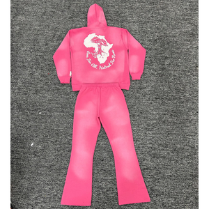 Custom Breathable Casual Oversized Cropped Acid Wash Zip-Up Distressed Vintage Hoodie <b>Sweatpants</b> <b>Set</b> for Men Rhinestone - Product Image 2