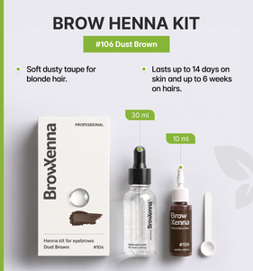BrowXenna® <b>Brow</b> <b>Henna</b> <b>Kit</b> with Hyaluronic Mixing Base Included #106 Dust Brown - Product Image 1