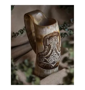 Mug klakson minum Viking asli kualitas tinggi diproduksi di India untuk anggur dan bir untuk pesta dan aksesori