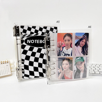 Carnet de notes A5 en acrylique transparent robuste avec couverture à 6 anneaux pour journal, budget et album photo