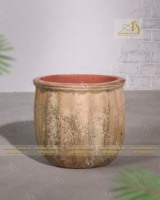 Pot Bunga Keramik Art-home Ceramics AN902H87 Clay Kaoli, Desain Modern Biru Putih, Lapisan Galvanis Tinggi, Vietnam, Mini SET