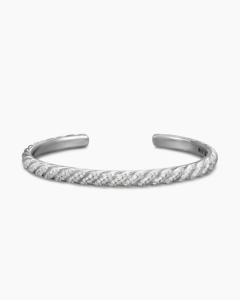 Solid 925 Sterling Silver Plated Jewelry Sculpted Cable <b>Cuff</b> <b>Bracelet</b> for Unisex <b>Fashion</b> Jewelry With Diamond <b>Bracelet</b> - Product Image 3