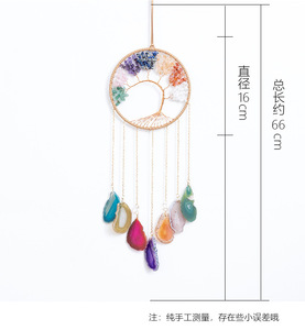 Attrape-rêves bohème moderne en cristal avec tranches d'agate en pierre naturelle et chaîne dorée, ornement suspendu pour mariage - Product Image 4