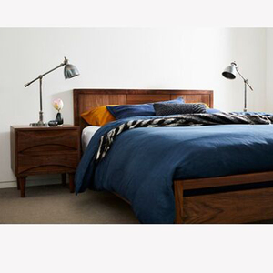 Furnitur Modern Tempat Tidur dari Kayu Jati Warna Cokelat Solid untuk Furnitur Kamar Tidur dan Furnitur Apartemen
