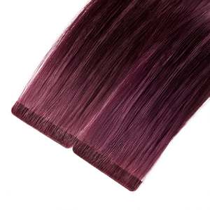 ผมต่อแบบเทป 12A เรมี่ คัมโบเดียน แท้ แบบลอนธรรมชาติ 8 นิ้ว สีเบอร์กันดี # 99J - Product Image 1