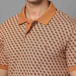 Hombres de algodón 100% de alta calidad para Polos Logotipo personalizado Impreso Diseño de rayas Cuello vuelto Patrón sólido Tela de lona - Product Image 3