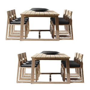 Ensemble de meubles de salle à manger en bois massif de teck avec coussin en tissu confortable Ensemble de table à manger de haute qualité - Product Image 1