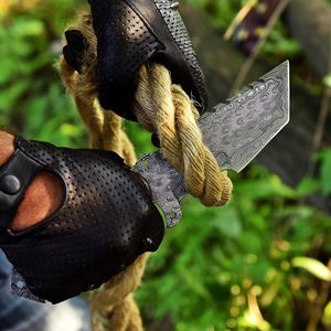 Meilleur couteau de suivi en acier damas fait à la main couteau de camping à lame fixe étui en cuir personnalisable manche en bois de rose OEM personnalisable - Product Image 2