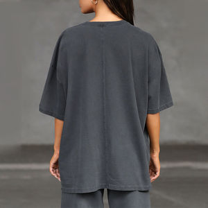 OEM personalizado caído hombro mujeres camisetas de alta calidad Streetwear de gran tamaño Vintage Camiseta de algodón de las mujeres camiseta - Product Image 3