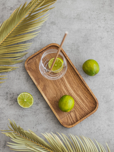 Grand plateau de nourriture en bois avec poignée en métal confortable Ustensile élégant pour servir et servir - Product Image 2