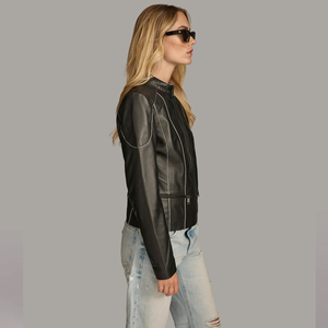 Women Leather Jacket Slim Fit Fashion Outerwear Premium Genuine Leather Stylish Ladies Zip Up Casual Wear OEM ODM <b>Manufacturer</b> - Product Image 5