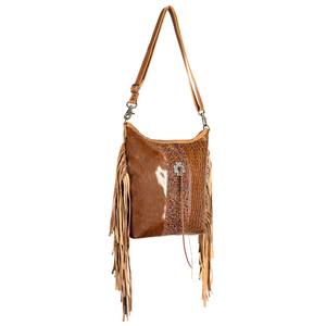 Sac à bandoulière en cuir de vachette fait à la main pour femmes nouveau Style Boho Western Vintage avec doublure en toile imprimée Crocodile fermeture à glissière - Product Image 2