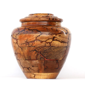 Urna de cremación de madera de mango Lichtenberg, urnas de cremación hechas a mano con incrustaciones de resina roja para cenizas humanas y Mascotas - Product Image 1