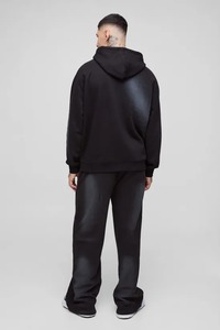 Custom Tall Oversized Raglan Zip Thru bordado Spray Wash Chándales con capucha Algodón 400 GSM Chándales - Product Image 2