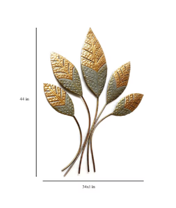 Ak décor d'art mural en métal en laiton et conception de feuille de décoration murale avec finition dorée - Product Image 3