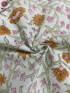 ผ้าฝ้ายพิมพ์ลายดอกไม้พาสเทลด้วยมือ ดีไซน์วินเทจลายพฤกษศาสตร์ - Product Image 3