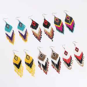 Pendientes Colgantes de Cuentas de Semillas Personalizables, Hechos a Mano, de Lujo, de Alta Calidad, con Estampado Jacquard, Populares entre las Mujeres - Product Image 5