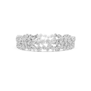 Bracelet de mariage de luxe en argent sterling 925 avec trois rangs de moissanite taille brillant ronde 14,45 TCW – Bijoux fins pour mariée - Product Image 5