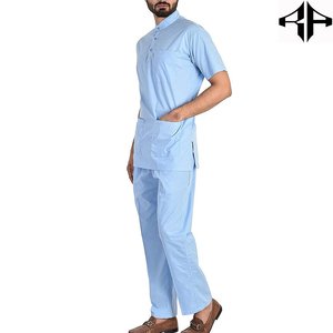 Uniformes d'infirmière à logo personnalisé OEM Costumes de gommage pour hommes Ensembles d'uniformes à manches courtes pour médecins et hôpitaux Combinaisons respirantes à col montant - Product Image 2