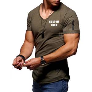 Custom <b>Logo</b> Men's Short Sleeve T-Shirt High Street Fitness Bodybuilding Style Locking Sleeves Plus Size Tops for Summer - Product Image 3