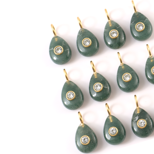 Colgante de Moda con Incrustaciones de Piedras Sueltas Dobles, Hecho a Mano con Plata 925 Chapada en Oro y Gema de Ágata Musgosa Natural - Product Image 5