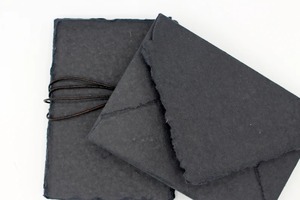 Trapo de algodón reciclado de papel azul marino hecho a mano con borde cubierto, impresión UV y offset libre de ácido, paquete de 5 hojas - Product Image 2