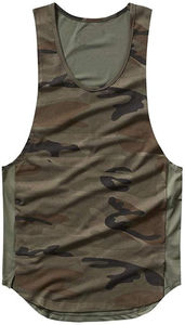 Camisetas sin mangas de camuflaje muscular de secado rápido de malla de entrenamiento para hombres al por mayor - Product Image 4