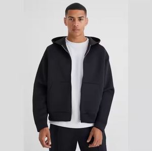 Sudadera con capucha y cremallera completa para hombre, ropa deportiva de invierno de lana suave con cremallera y para estampado de hojaldre, Sudadera con capucha térmica informal - Product Image 6