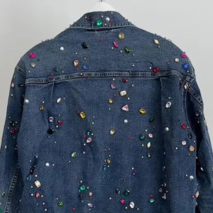 Chaqueta vaquera personalizada con diamantes de imitación para hombre, chaqueta vaquera hecha a mano, chaqueta vaquera personalizada con diamantes de imitación para hombre - Product Image 6