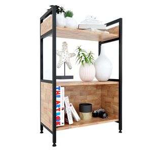 Étagère à 2 niveaux VEGA 60x32x93cm en bois d'hévéa KS68094, type sur pied pour salon - Product Image 1