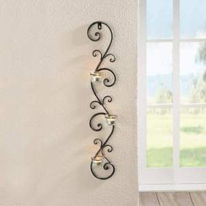Porte-bougie mural en métal noir classique, parfait pour les thèmes de décoration intérieure monochrome et moderne - Product Image 3