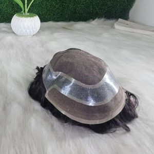 Sistema de cabello de tupé frontal de encaje francés para hombres, reemplazo de cabello Remy indio, estilos de onda corporal de onda profunda, diseño izquierdo, densidad 100% - Product Image 1