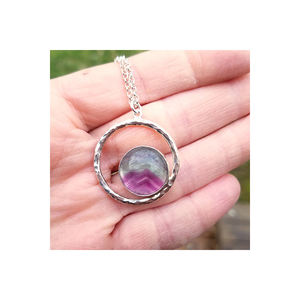 Última Plata de Ley 925 forma redonda Multi fluorita piedra preciosa hecha a mano colgante collar joyería para proveedor mayorista - Product Image 3