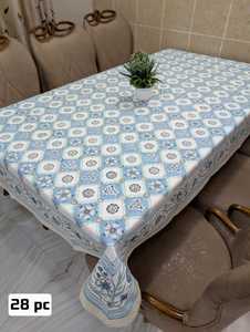 Nappe en coton 100% écologique imprimée à la main, design artisanal floral moderne, couverture lavable personnalisable - Product Image 4