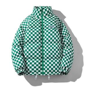 Hombres invierno grueso cálido Zip Up Puffer impermeable abrigo chaqueta Unisex Casual abajo algodón Parkas otoño Stand Collar estampado entramado - Product Image 1