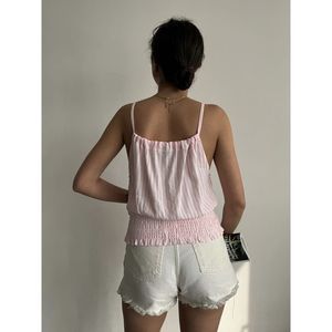 Blusa Elegante TOPSHOW Rosa con Cuello Halter y Lazos, de Poliéster Sólido para Mujer, Ropa Casual de Verano - Product Image 4