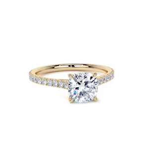 10k Yellow Rose White Gold Plated Wedding & Engagement Ring <b>Cushion</b> Cut Lab Grown Diamond IGI Certified for Party - Product Image 5