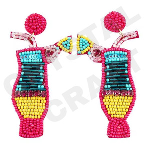 Palm Leaf Parties Special Fashion Dangle Earrings New Arrival <b>Cross</b>-Border Handmade Beads Sweet Sequins Trendy Creative - Product Image 5