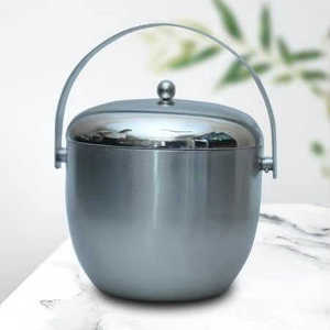 Stainless Steel Metal <b>Ice</b> Bucket with Lid Handle <b>Tongs</b> & Double Walled Insulation for Ultimate Beverage Chilling - Product Image 2