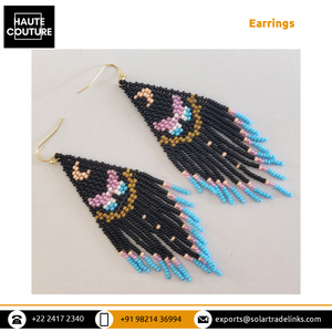 Gran oferta exclusiva en pendientes de borlas con cuentas de Luna y mariposa bordados a mano de 9 cm de largo para mujer - Product Image 4
