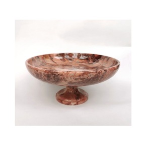 New Handmade Lightest <b>pink</b> Color Coated Marble Serving <b>Bowl</b> Single Piece with Large Size Marble Stand at Very Great Cost - Product Image 2
